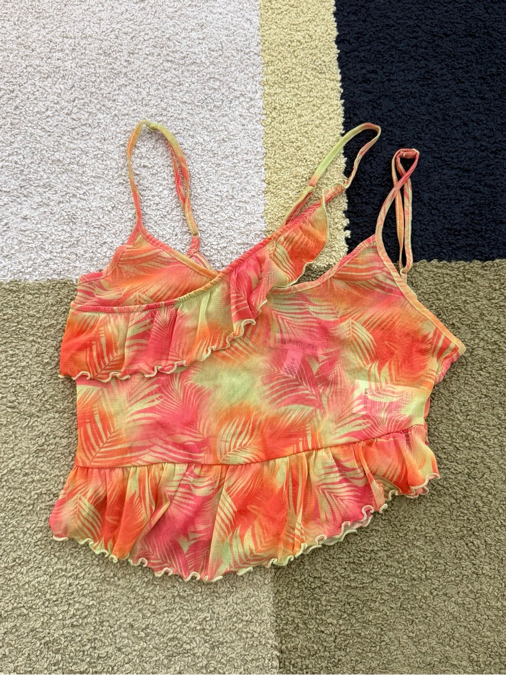 Urban Outfitters Orange Yellow Mesh Top